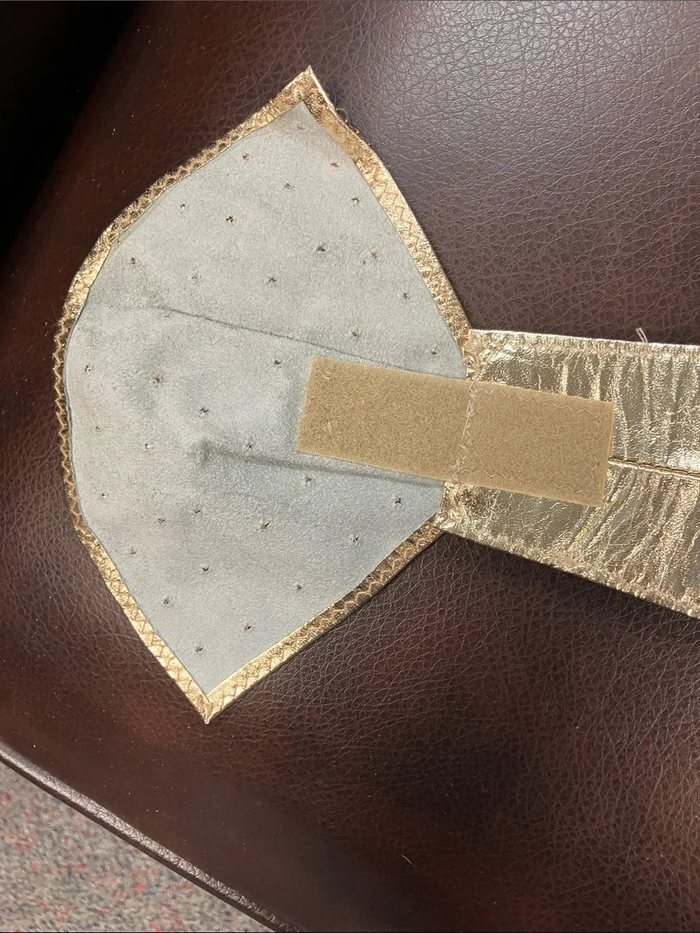 Whiting & Davis Metallic Gold Sequin Bow Belt